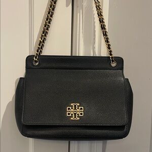Tory Burch Black Shoulder Bag with Gold Chain